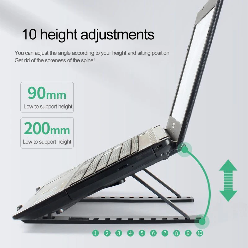 Portable Laptop Stand Aluminium Foldable notebook Stand Compatible with 10 to 15.6 Inches Laptops For Macbook Lenovo DELL