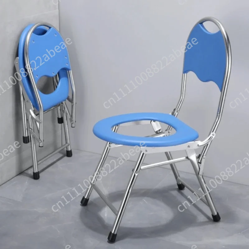 Portable Toilet Chair Folding Bathroom Stool Pregnant Woman Elderly Seat Stainless Steel Camping Chair Bathroom Furniture 1Pcs