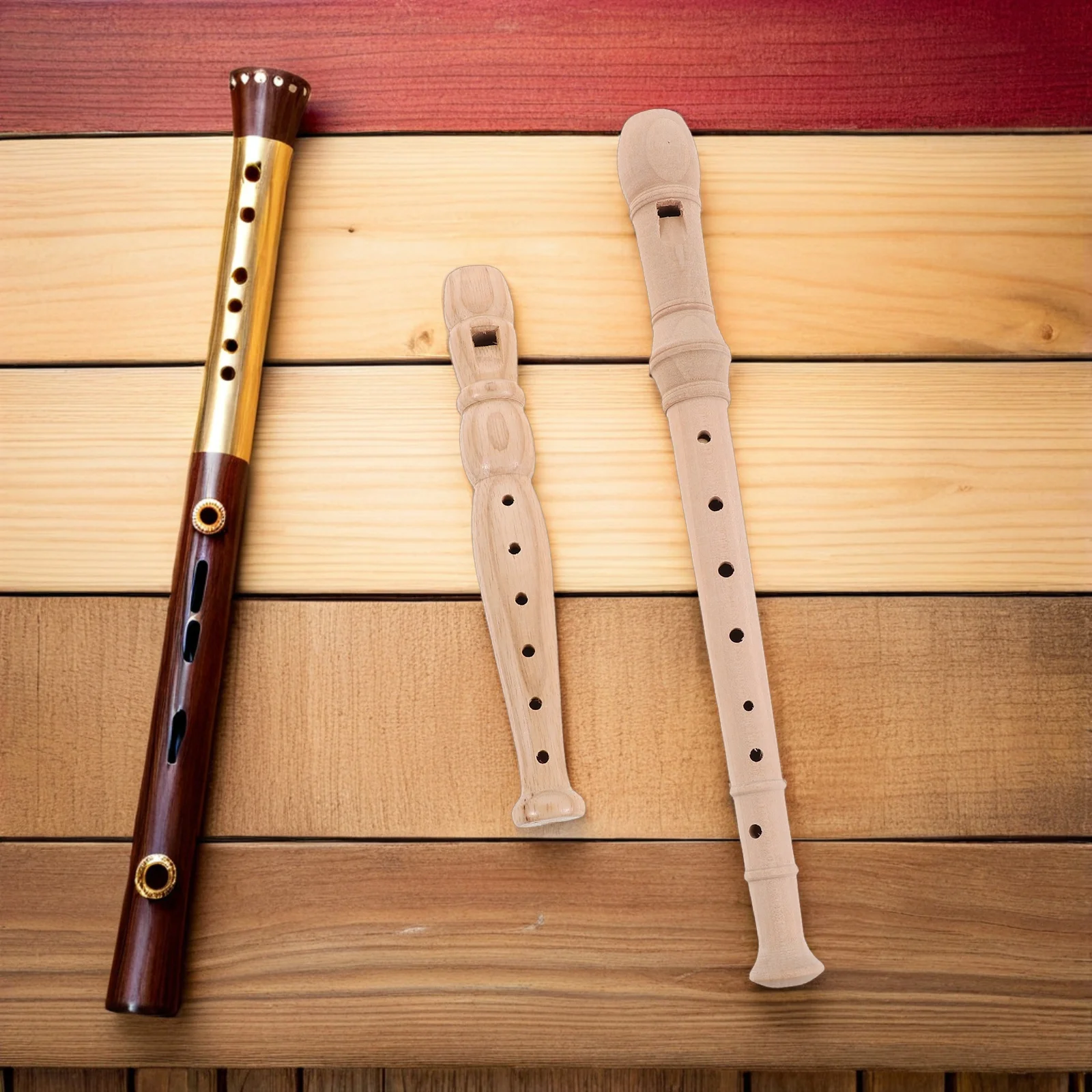 

2Pcs Soprano Wood Flute 8 Hole Recorder Instrument German Style Ergonomic Design Rich Sound Ideal for Music Education Practice