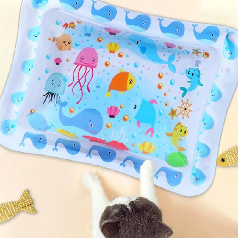 Water Sensory Mat Foldable Cat Water Play Mat Thickened Inflatable Crawling Pad Pet Supply For Hot Weather Sleeping All Age