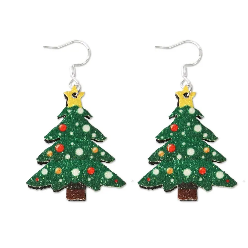 1Pair Trendy Christmas Tree Christmas Earring Handmade Sew Snowman Santa Claus Earrings Felt Shiny Xmas Eardrop Women