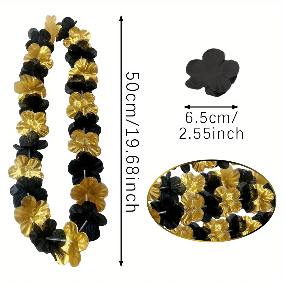 10/20Pcs Hawaiian Black Gold Artificial Flower Necklace Hawaii Theme Party Summer Beach Wedding Birthday Party Decor Gift view 4