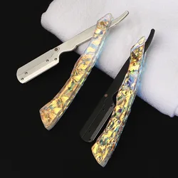 Colorful Acrylic Handle Razor Eyebrow Shaving Blade Holder Men's Manual Folding Shaver Barber Shop Beard Cleaning Tools Y0525