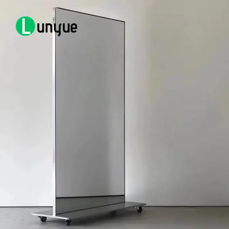 Full Length Mirror Stainless Steel Frame Floor Standing Movable with Wheels for Clothing Store Home Beauty Dance Internet