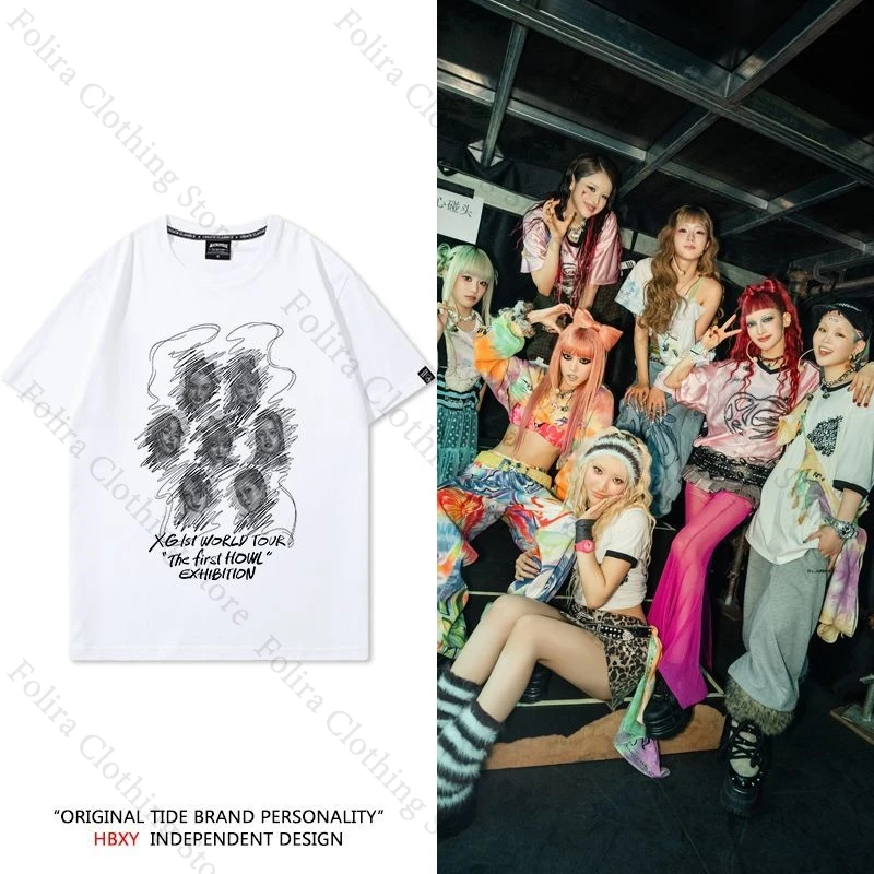 تي شيرت مطبوع من سلسلة HOWL للحفلات الموسيقية من Team XG، تي شيرت صيفي قطني بأكمام قصيرة، ملابس يومية، ملابس نسائية، ملابس خروج