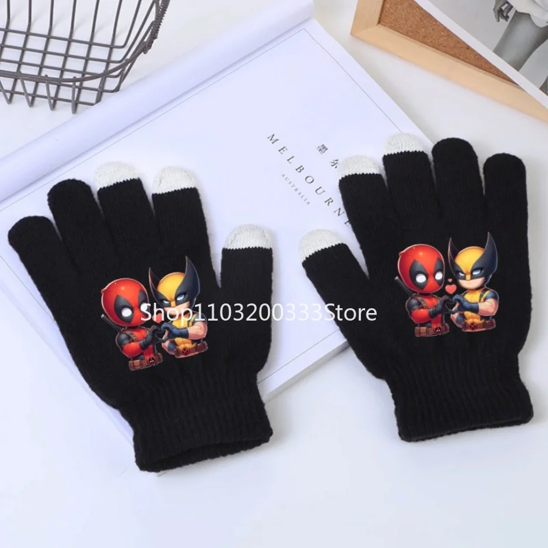 Deadpool & Wolverine Gloves Marvels Anime Action Figures Touch Screen Gloved Boys Girls Winter Warm Accessories Children Gifts