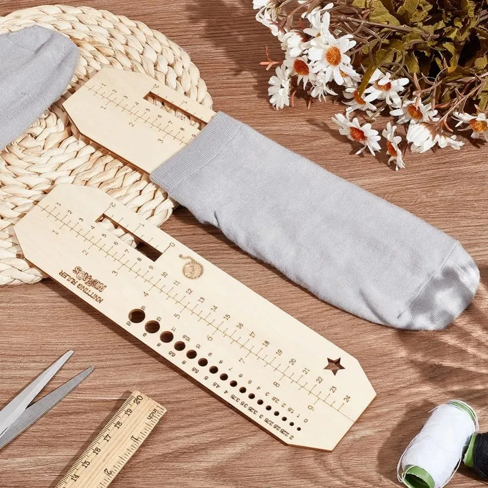2 Stuks 2 Maten Hout Breien Liniaal 10-12X2.8 Inch Houten Sok Liniaal Breien Gehaakte Naald Gauge Weven gereedschap Handgemaakte Cadeau