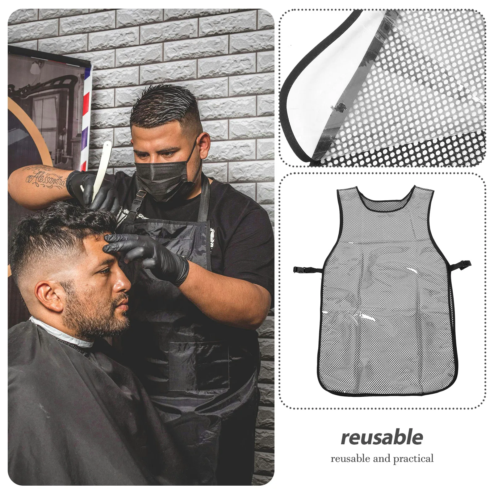 

Waterproof Oil Stain Vest TPU Apron Hair Stylist Transparent Cape Adjustable Salon Barbers Women Men Reusable Large Size Styling