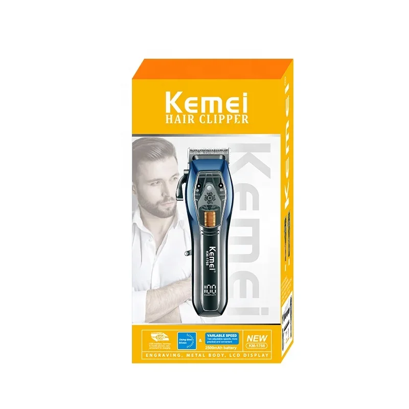 KEMEI km-1767 cortadora de pelo recargable inalámbrica, cortadora de pelo con Motor vectorial magnético Dub para salón de peluquero