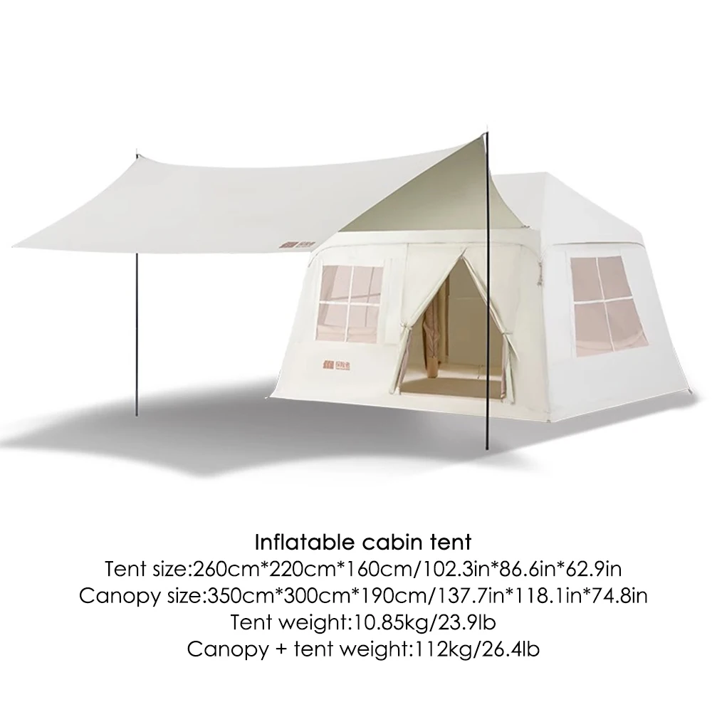 Luxury Portable Outdoor Air Tent for Family Camping Large Space Waterproof Oxford Cloth Inflatable Tent