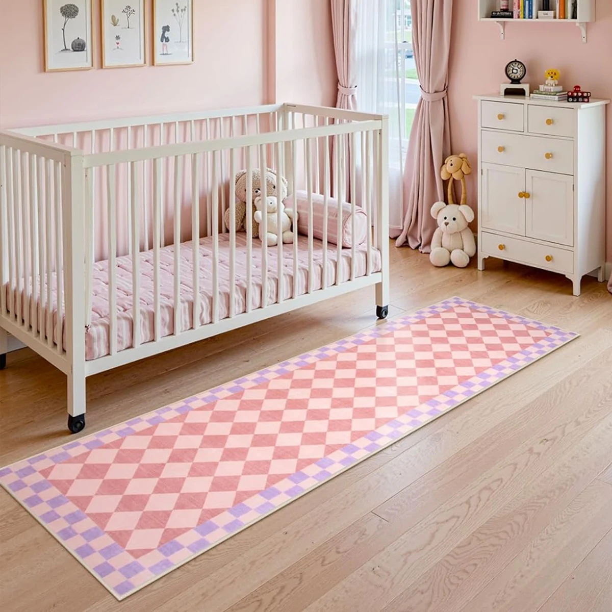 

Corridor Carpet Yellow Green Plaid Runner Rug Machine Washable Floor Mat Home Decoration Long Rug for Bedroom Bedside Rugs