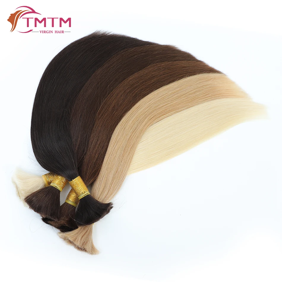 TMTM Bulk Human Hair Straight Hair For Braiding No Weft Virgin Hair Extensions 50G 100G Cuticle Aligned Hair Bulk For Braids