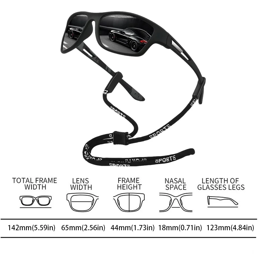 1-2 Stück Modische Muster-Sonnenbrille mit Kette Sport-Sonnenbrille für Männer und Frauen zum Fahren, Angeln, Radfahren, Bergsteigen Sport-Sonnenbrille für Herren – Detail 24