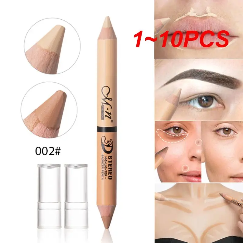 Double Ended Eyes Concealer Lápis com Handle Made Wooden, Soft Face Cream Contour, Brighten Concealer Pen Cosmetics, Frete Grátis, 1 a 10Pcs