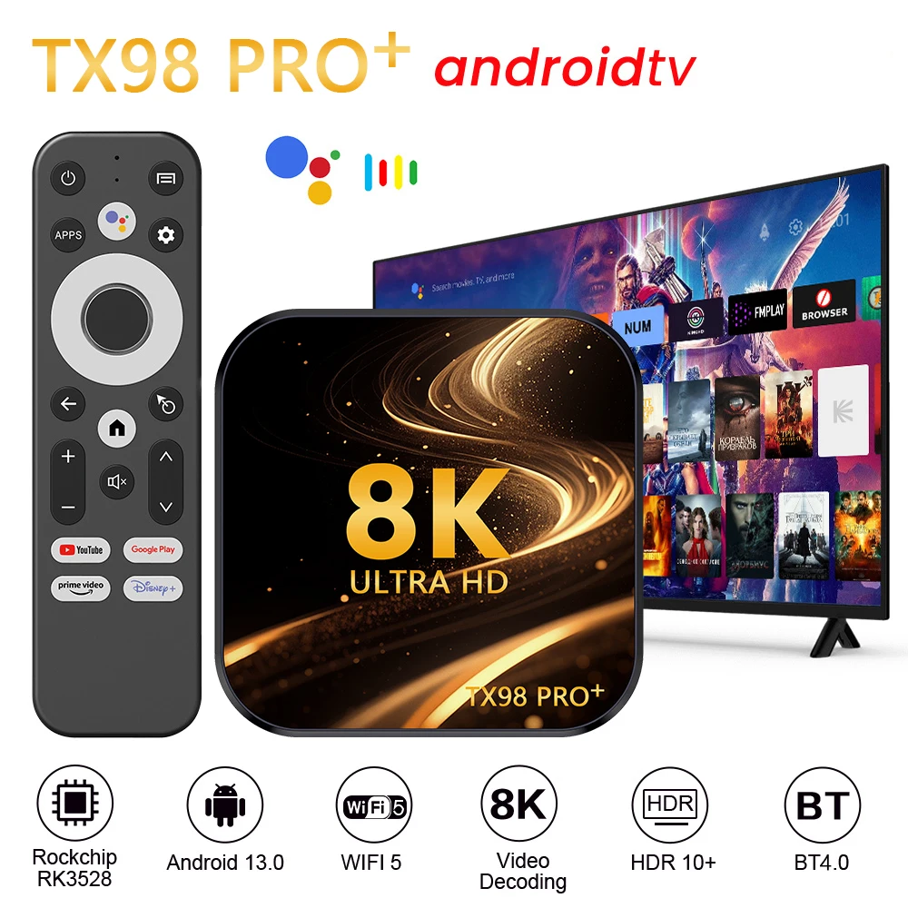 TX98 PRO+ TV Box Rk3528 Quad Core Android TV Box Android 13.0 2GB 16GB 8K Wifi Set Top Box