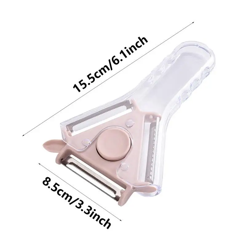 Stainless Steel Multifunctional Peeler 3-in-1 Small Vegetable Grater Switchable Handheld Potato Peeler With Hole Digging Spoon