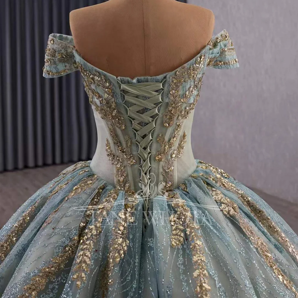 Милое вечернее платье с открытыми плечами, шнуровкой сзади и хрустальными пайетками, настраиваемые Sukienki Wieczorowe Damskie