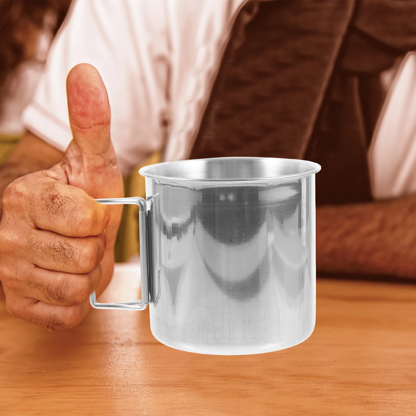 

Stainless Steel Water Cup 10cm Camping Mug Collapsible Handle Portable Metal Drink Coffee Beer Juice Beverage Travel Hiking