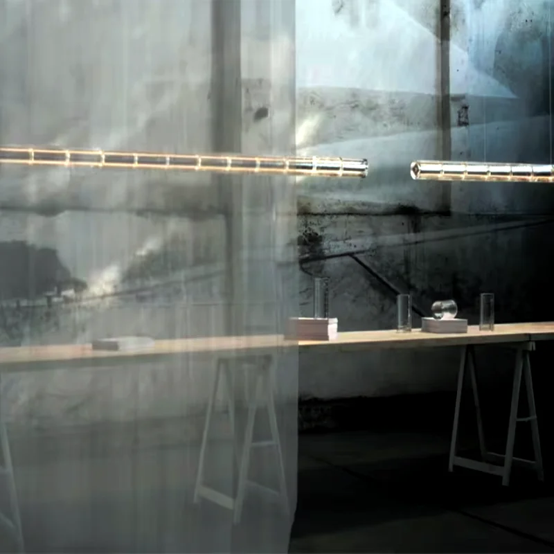 Lampu gantung meja makan, liontin kaca meja panjang desain Los Italian Italia