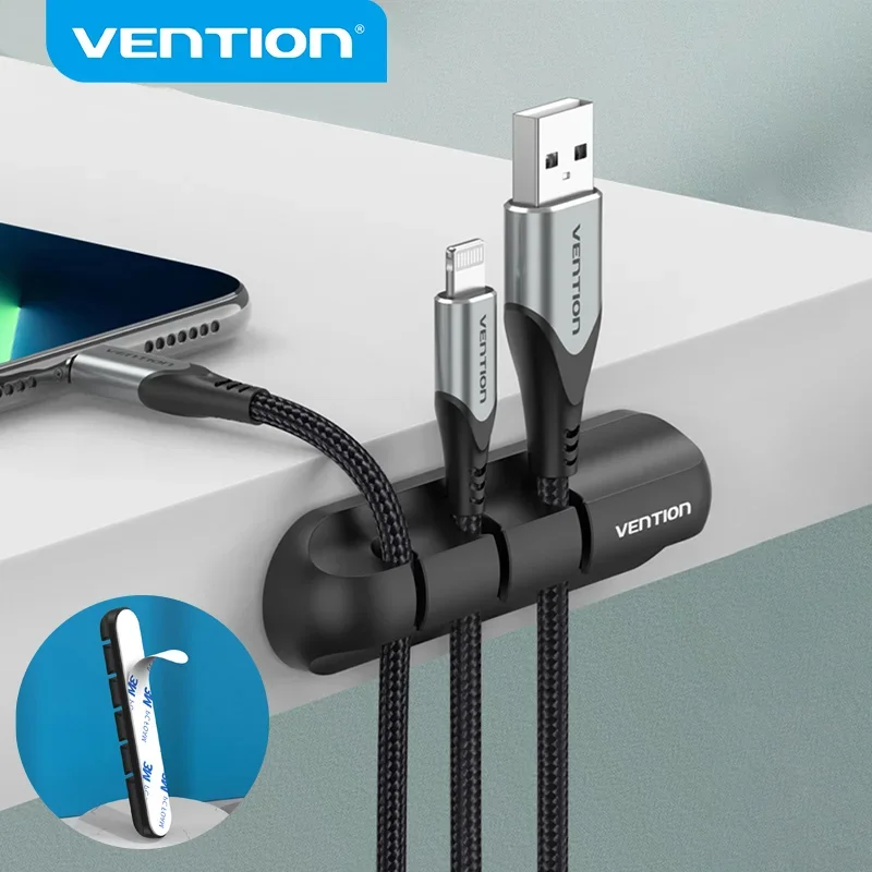 Vention Adhesive Cable Organizer Desktop Cable Management Holder for Desktop USB Charging Cable Mouse Power Cord Silicone Clips