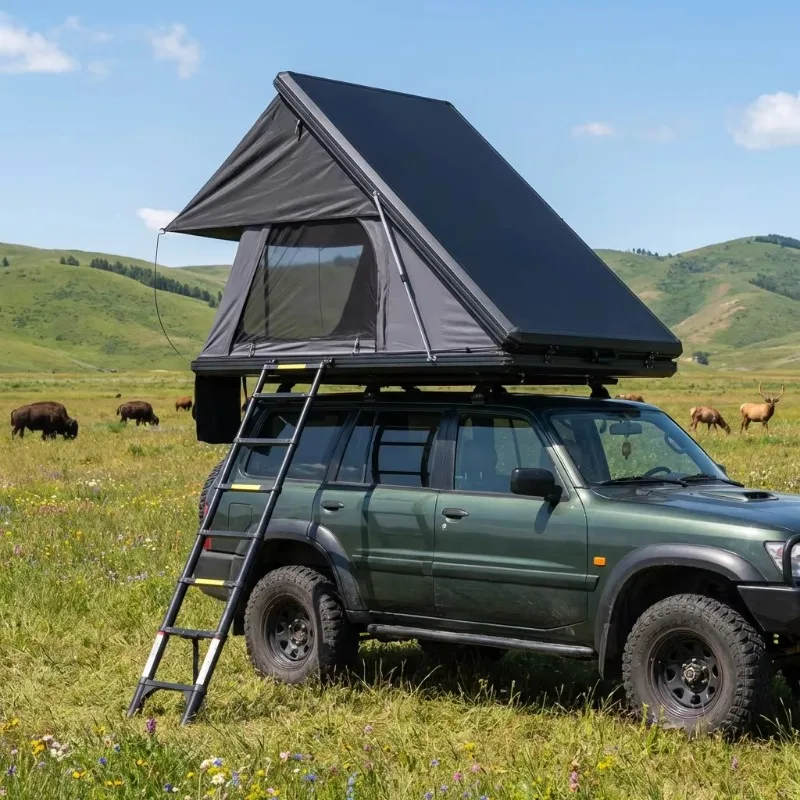 Foldable 4 Person SUV Hard Shell Roof Tent 420d Oxford Double Layer Automatic Opening Four-Season Camping Tent 3000mm Waterproof