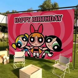 Cartoon Flag For Picnic Party Art Home Decoration Outdoor The P-Powerpuff Cool Girls Camping Banner