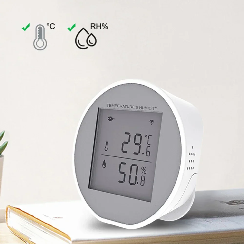 

Умный датчик температуры/влажности в помещении, 1 шт., управляемый через приложение, ненормальная сигнализация с ЖК-экраном для термометра Tuya, аксессуары