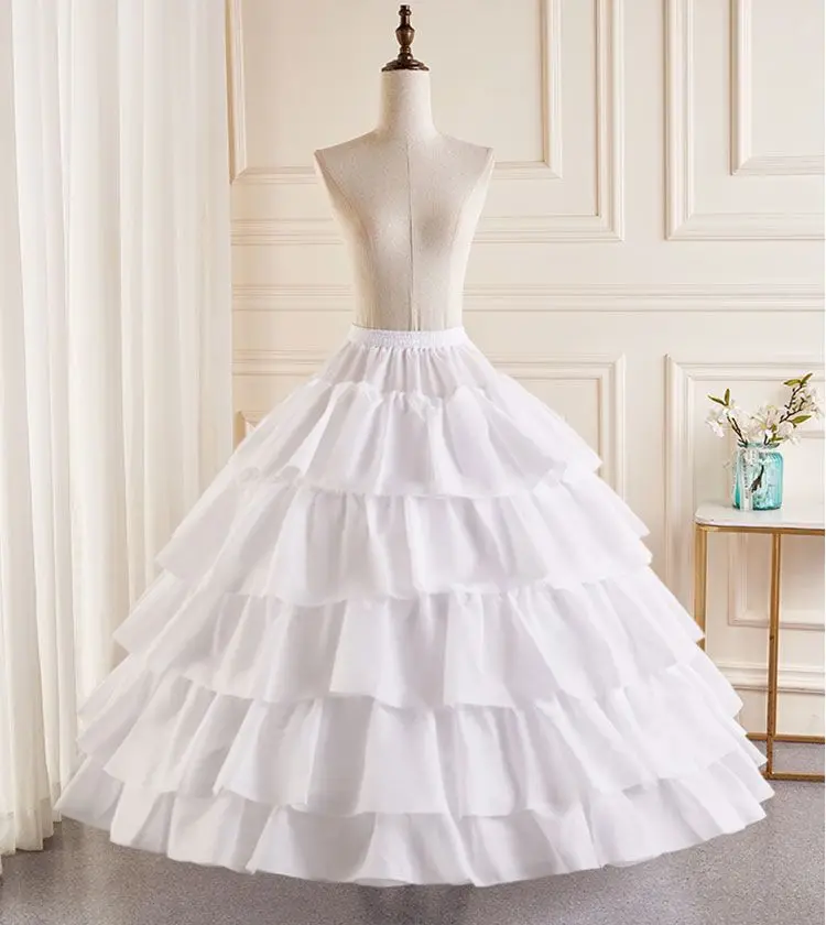 Bridal Visgraat Trouwjurk Verstelbare Halve Lengte Pettiskirt Verstoorde Oversized Floor-Lengte Lolita Slip Jurk Bloem