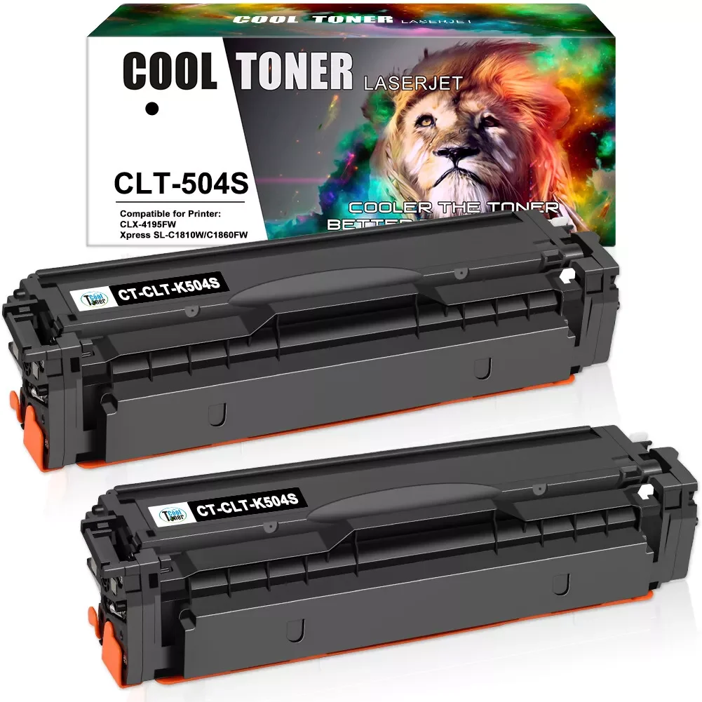 2PK Black Toner for Samsung CLT-K504S 504S SL-C1860FW C1810W CLX-4195FW CLP-415N