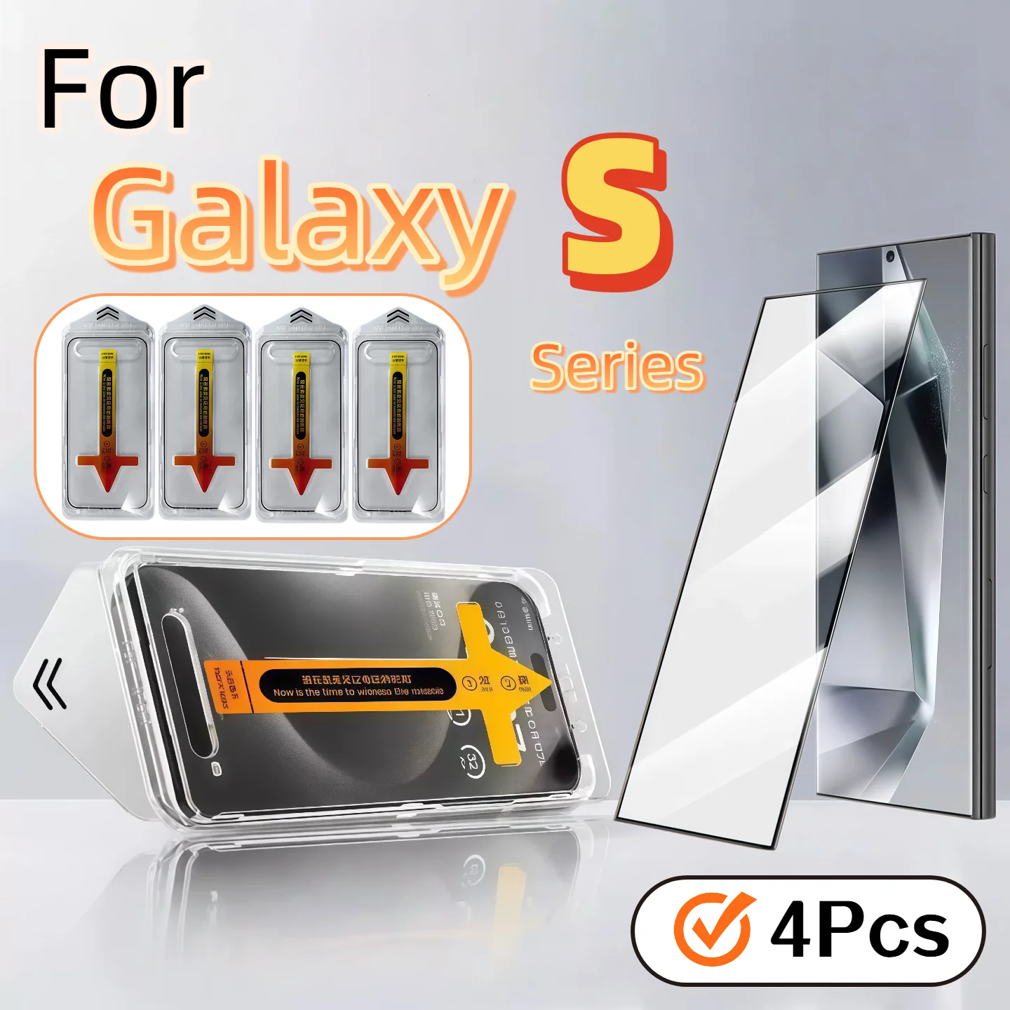 

4Pcs Tempered Glass Film for Galaxy S25 Ultra S24 S23 S22 plus Anti Shatter Anti Fingerprint Screen Protector with Dust Removal