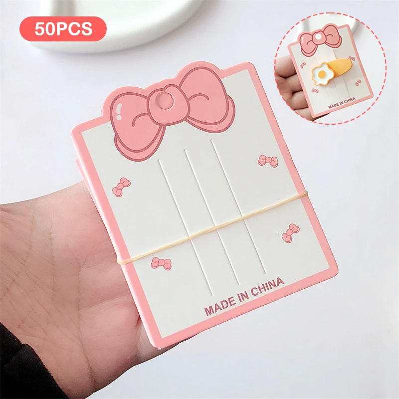 50pcs Pink Bow Cardboard Display Card Hairpin Paper Card Headdress Card Hair  Package DIY Jewelry Cardboard Package