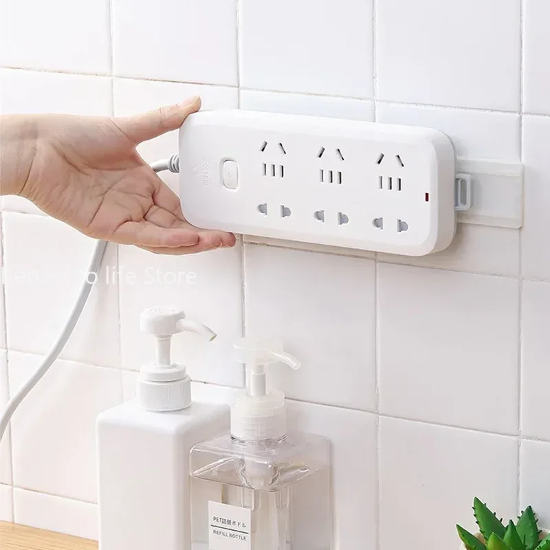 Self-Adhesive Desktop Socket Fixer Cable Organizer Wall Hanging Power Strip Holder Fixator Plug-in Removable Wall-Mounted Fixer