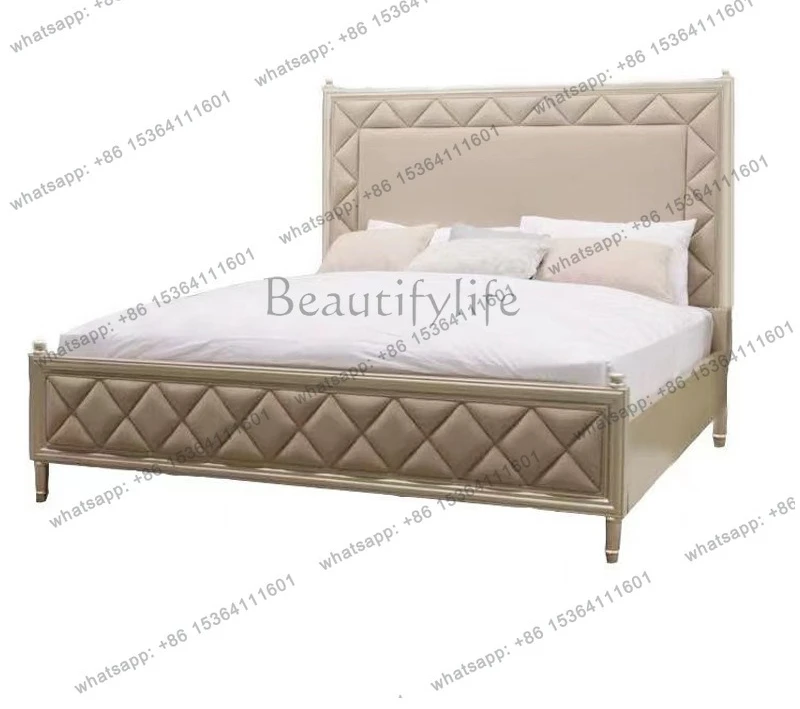 

American light luxury solid wood atmospheric wedding bed 1.8 meters double European leather bed