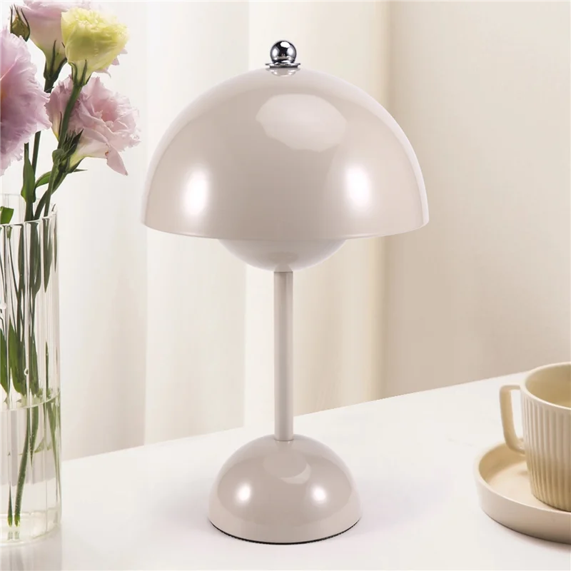 

FAAJ-Mushroom Flower Bud Rechargeable LED Table Lamp Desk Night For Bedroom Dining Touch Nightlight Simple Modern Decoration