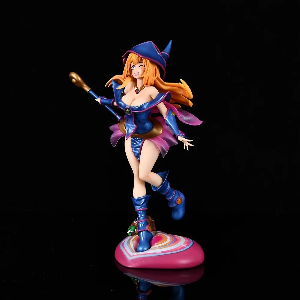 Modello di statua di ragazza magica nera anime Yu-Gi-Oh da 28 cm. Decorazione da tavolo Collezione GK modello fatto a mano. Materiale in PVC. Giocattolo regalo per bambini