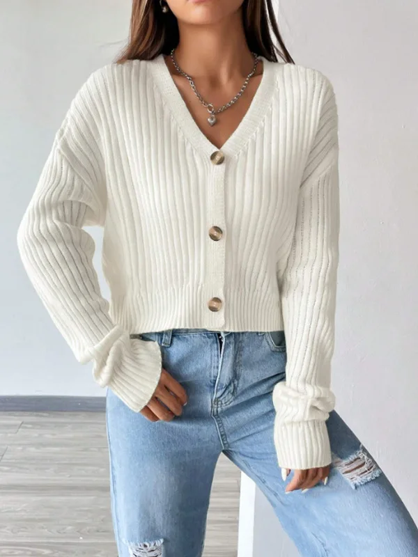 

Sweater Autumn and Winter Loose Long Sleeved Knitted Jacket Solid Color Breasted Casual Cardigan