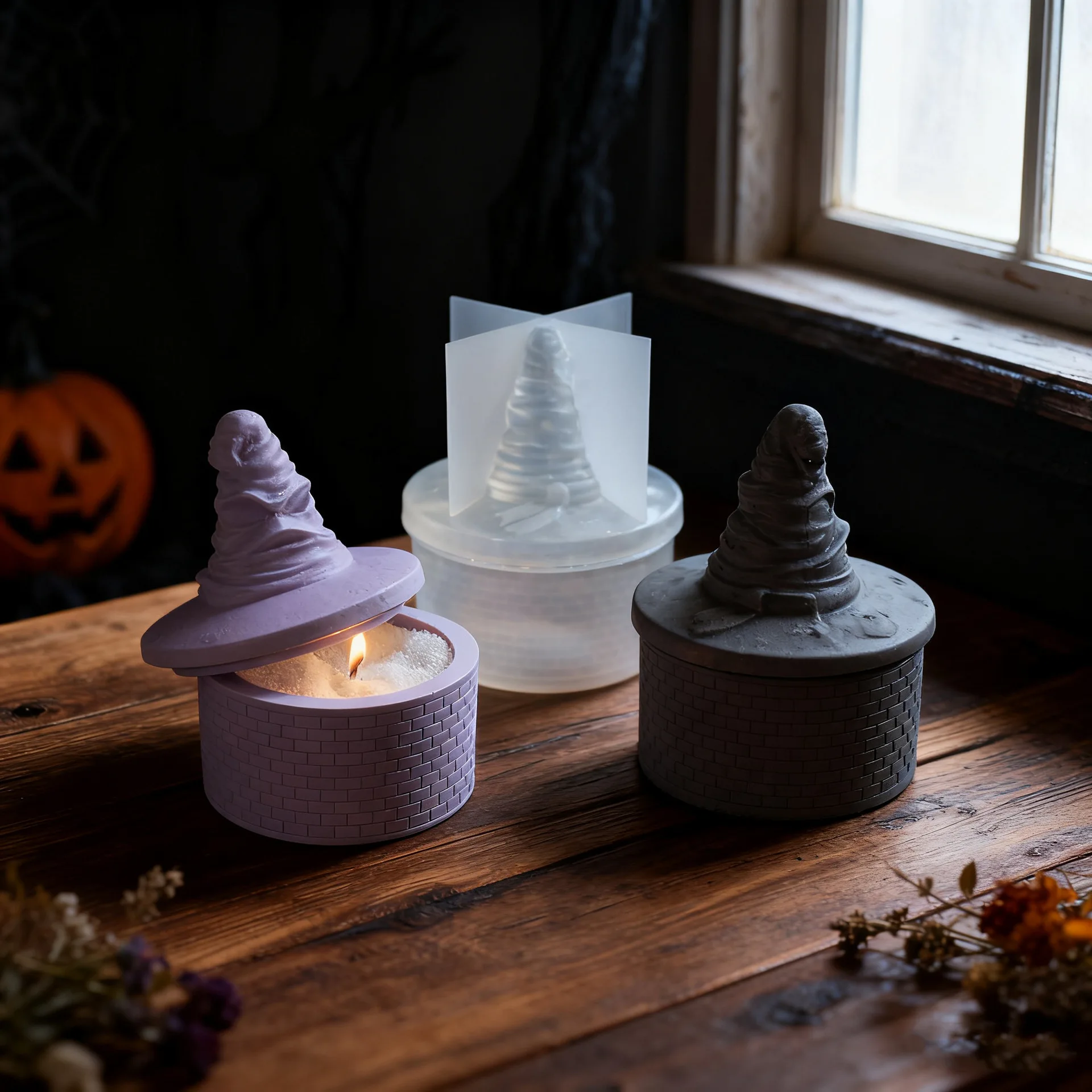 Halloween Wizard Silicone Mold Resin Hat Storage Box Mould for Gifts Polymer Clay Plaster Hanging Ornament diy Supplies Tool