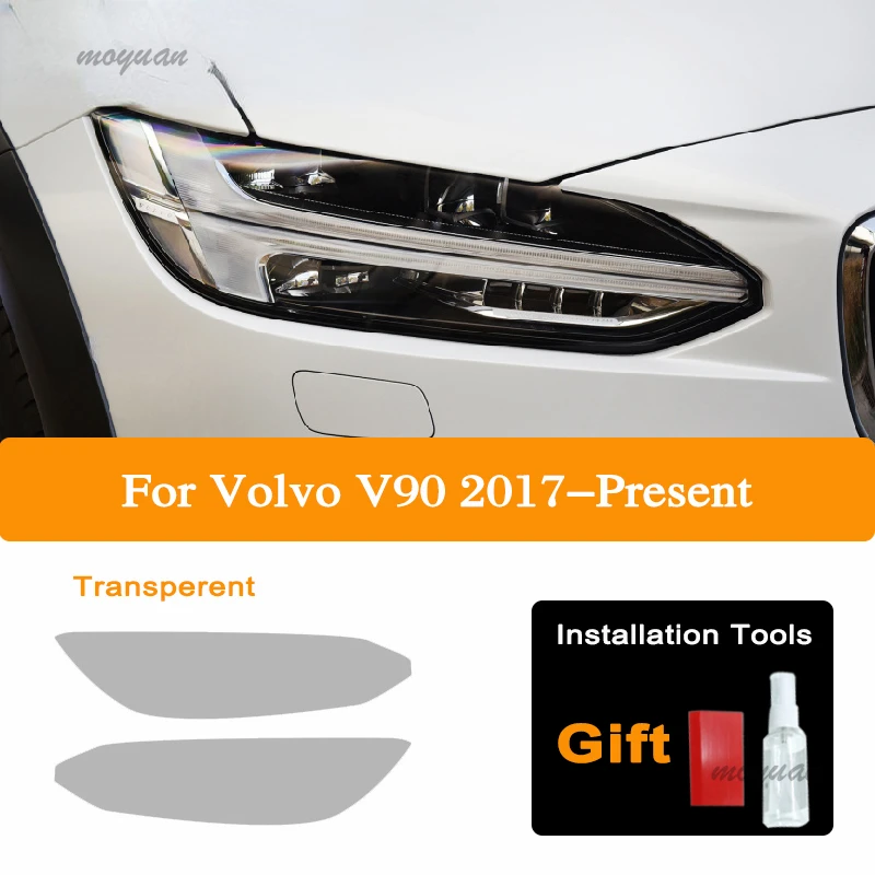볼보 V90 S90 2017 2018 2019 2020 액세서리 스모크 블랙 투명 TPU 라이트 스티커 자동차 헤드라이트 보호 틴트 필름