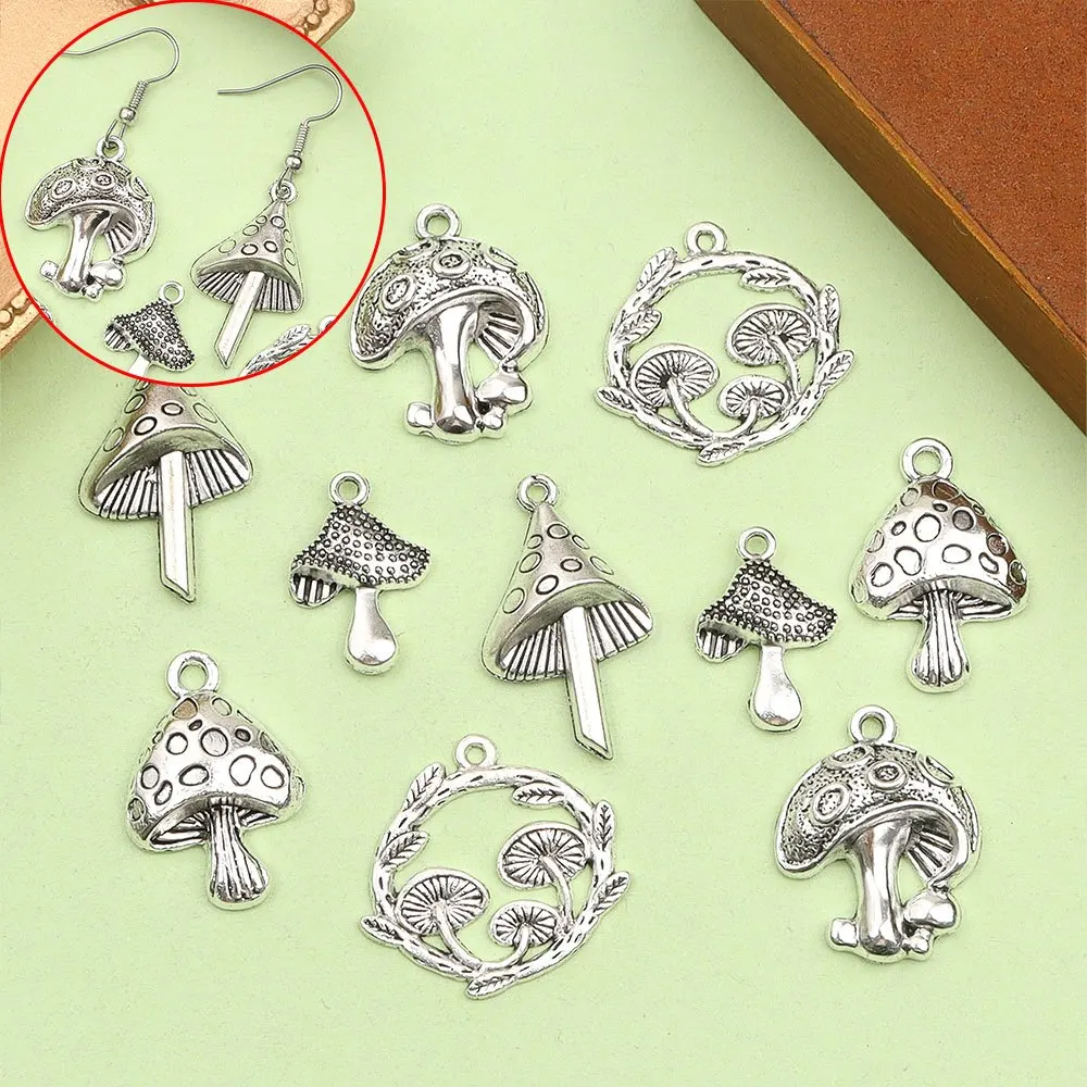4/13/26pcs Enamel Mushroom Shaped Pendant DIY Earrings, Bracelets, Necklaces, Christmas, Thanksgiving, Valentine's Day Gifts