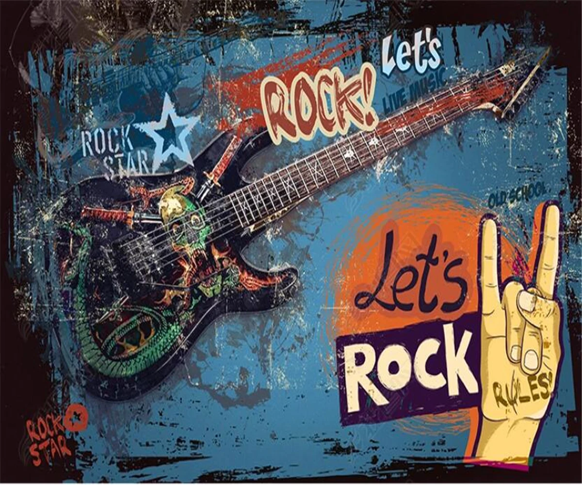

Customized large murals European and American graffiti music bar KTV hotel interior background wall decoration wallpaper