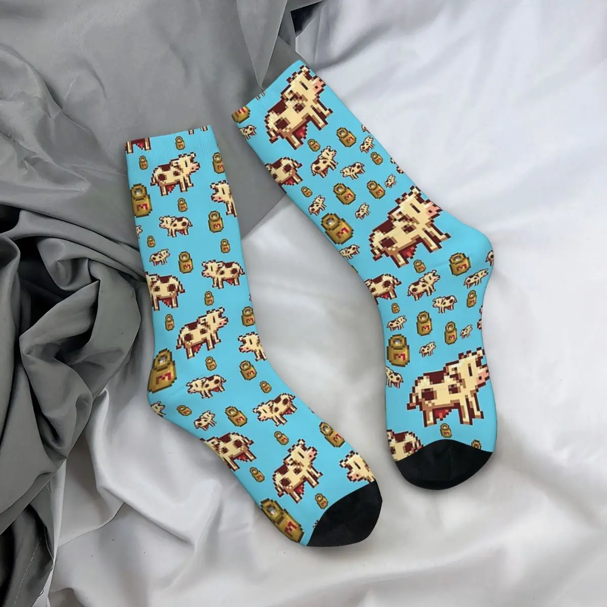 Cows Stardew Valley Popular Game Kawaii Socks Shopping Cartoon Pattern Socks