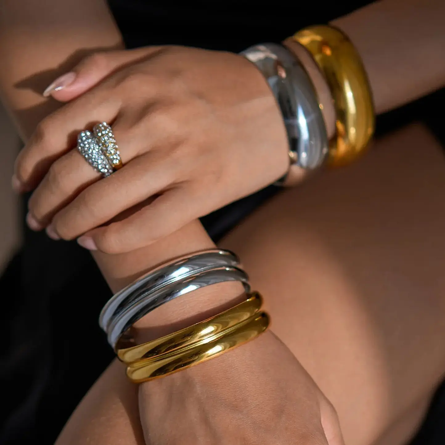 

Smooth 9mm 20mm Wide Open Cuff Bangles For Women Stainless Steel Metal Bracelet Bangle Jewerly Waterproof Fashion Gifts