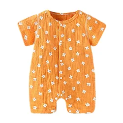 Baby Sommer Kleidung Neugeborene Overall Infant Mädchen Jungen Musselin Baumwolle Shorts Hülse Romper 0-2 Jahre