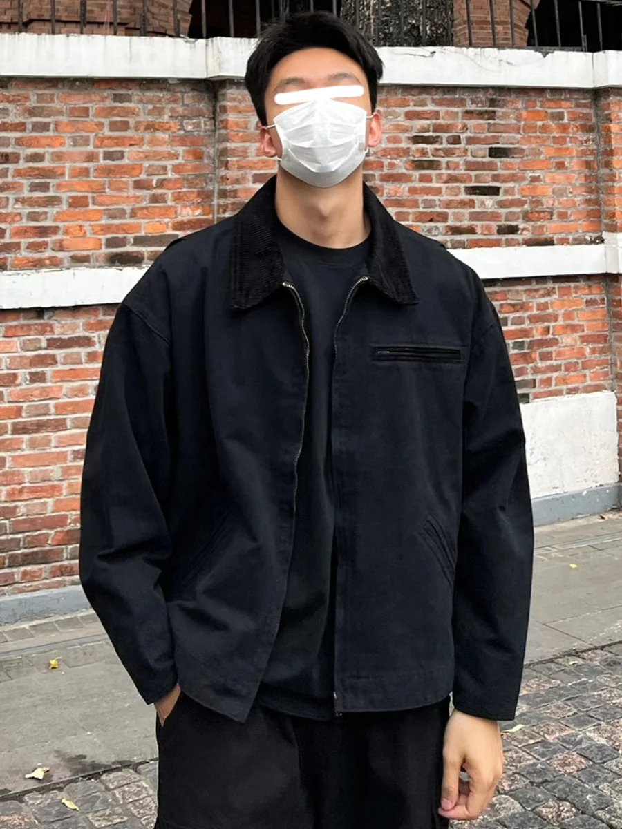 

Detroit Workwear Jaet Men's Vintage Harington Spring Autumn Sle American Retro Baseball orm Trendy Loose Fit Coat