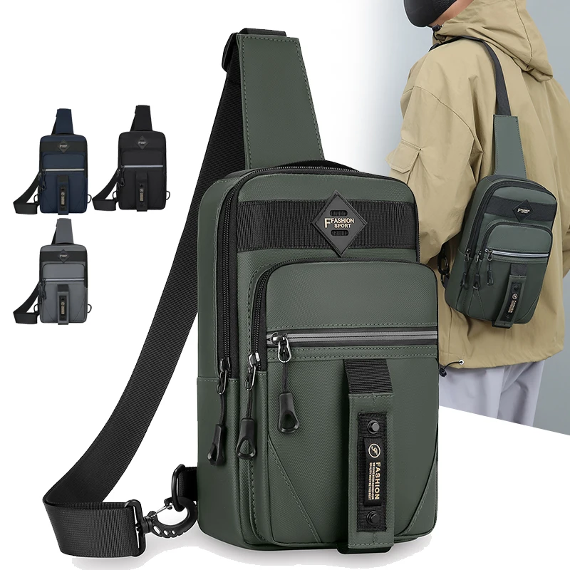 

Men's New Large Capacity Chest Bag, Multilayer Storage Crossbody Bag, Trendy Fashion Chest Bag