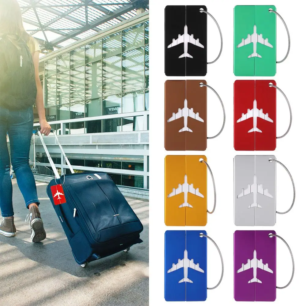 Loop Identifier Metal Reusable Aluminium Labels with Ropes Suitcase Labels Bag Tag Travel Luggage Tags