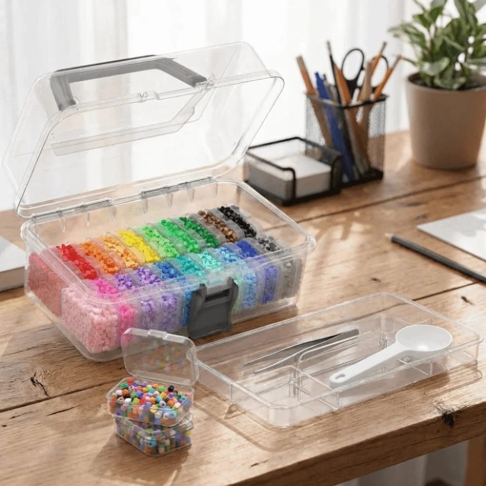

Органайзер для бусин большой емкости, 20 маленьких коробочек с крышками, коробка для хранения бусин, экономия места, застежка-клипса