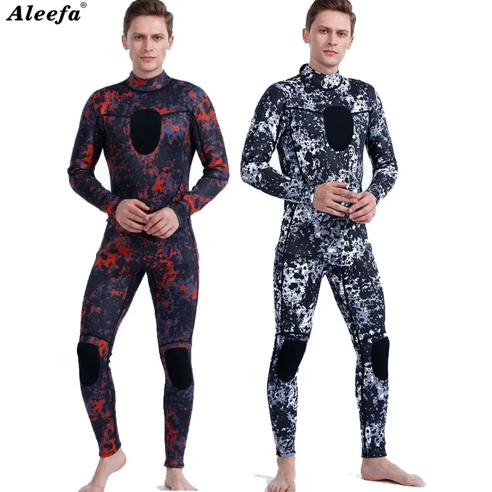 Mens Spearfishing Wetsuit 3mm Camouflage Neoprene One-piece Diving Suit for Scuba FreeDiving Jumpsuit Cold Water Swimsuit