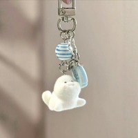 Cute stupid dolphin high-value flocking alloy dolphin bag pendant cute keychain lanyard cartoon mobile phone chain