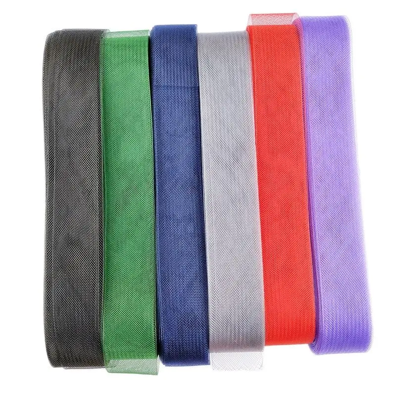 6cm Polyester Horsehair Crinoline Mesh Braid Well Shaping Boning Trim 50yard For Sewing Wedding Dress Skirt Dance Gown Hat Makin